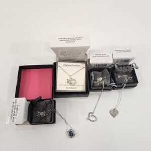 Avon Sterling Silver Necklace Bundle of 4 Hearts Angel Elephant Luxe